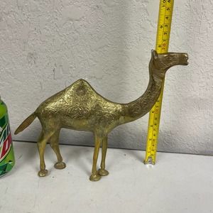 Vintage Brass Large camel statue decoration etched 8”